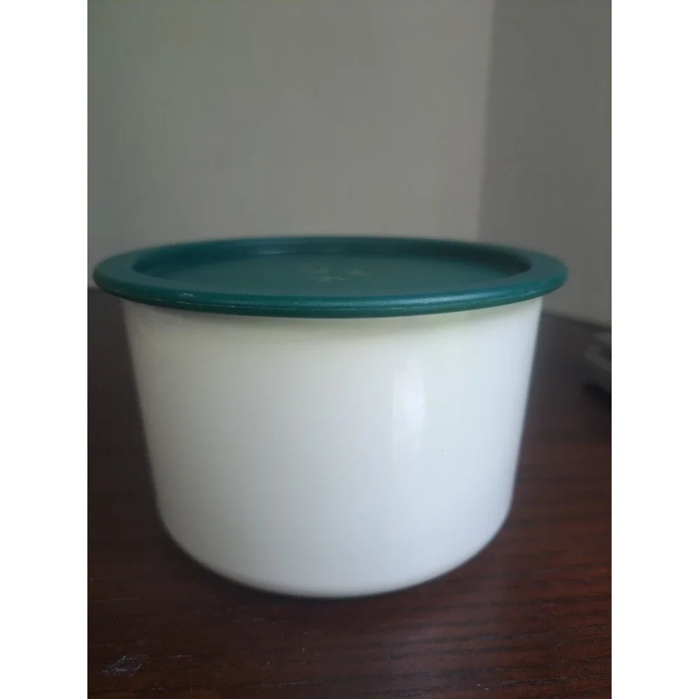 Vtg Tupperware One Touch Canister White With Hunter Green Lid 2708A-2